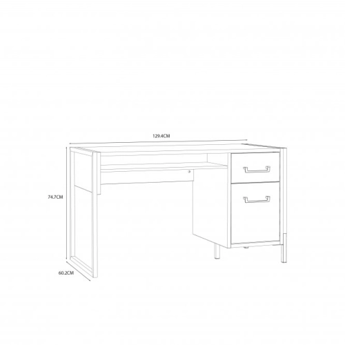 Biurko loftowe 130x60 cm z półką, szufladą i szafką